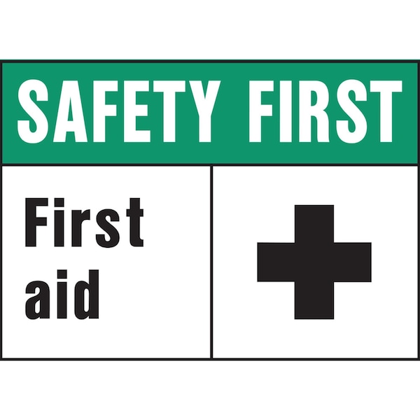 Hy-Ko Safety First First Aid Sign 10" x 14", 5PK A20384 - main